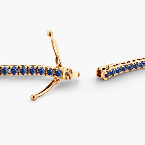 Naszyjnik tenisowy Luminy 2,5mm: złoto, niebieskie szafiry